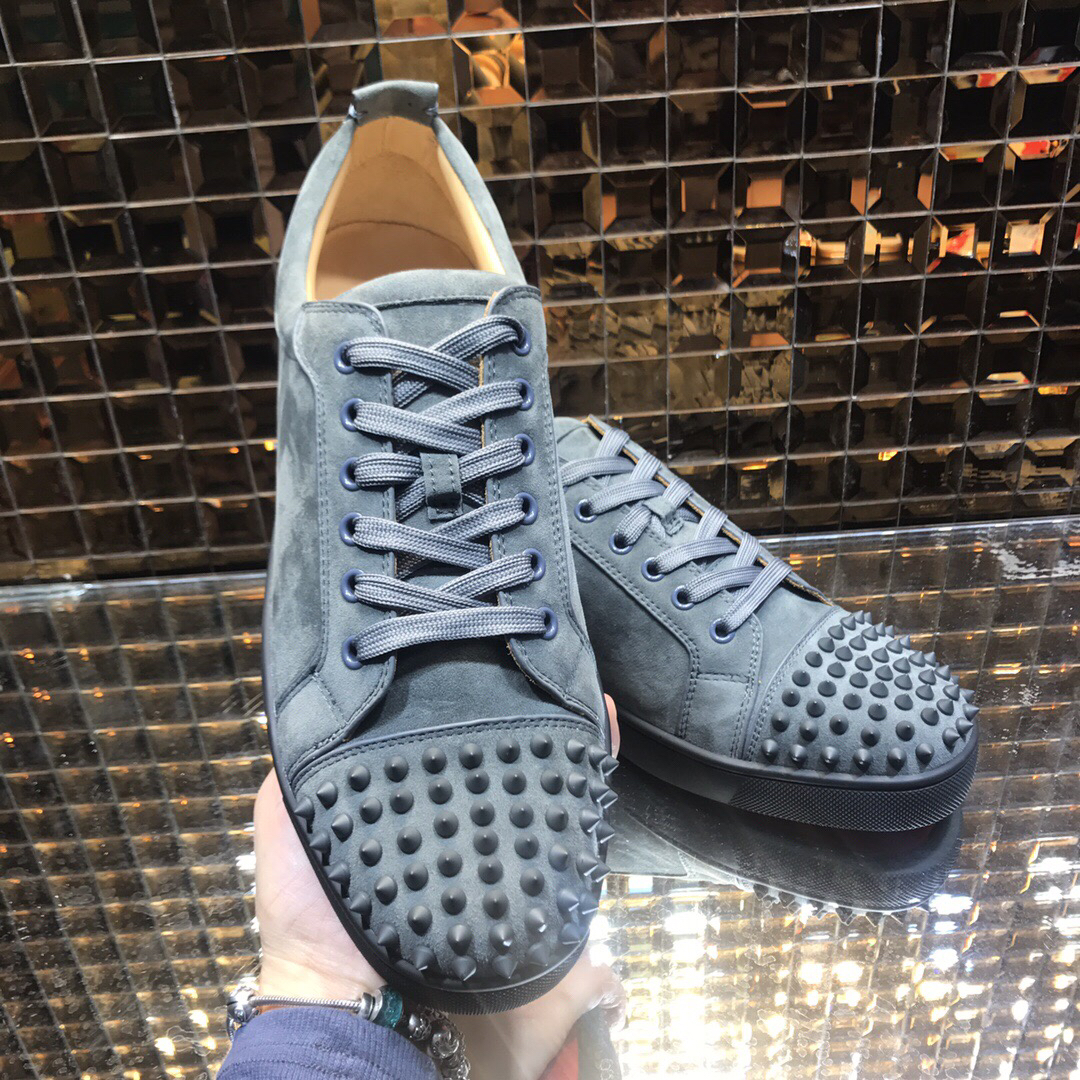 Christian Louboutin Grey Suede Low Top Junior Men Shoes