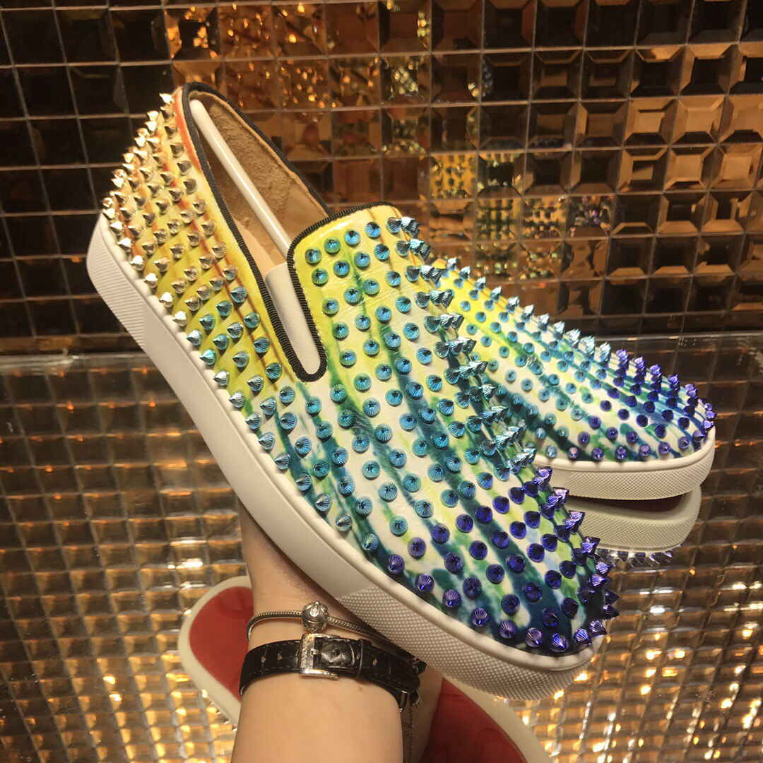 Louboutin For Man Sneakers Christian Louboutin Flat Spike Boat Shoes