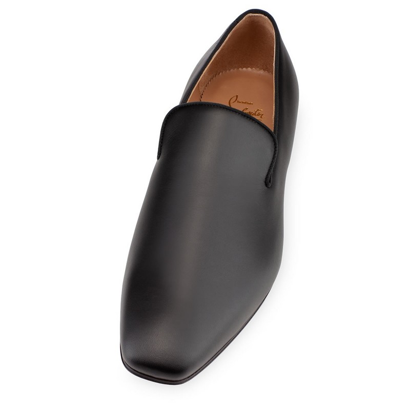 Christian Louboutin Black Leather Loafer Men Shoes