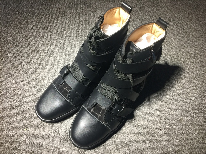 red bottoms mens Christian Louboutin Leather High Top Sneakers
