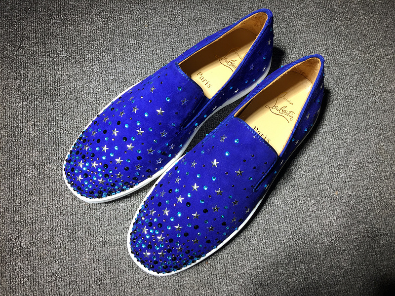Louboutin for man sneakers Christian Louboutin Blue Flat Boat Shoes