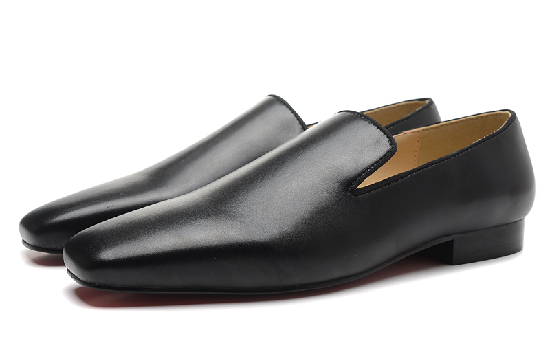 Christian Louboutin Black Leather Loafer Men Shoes