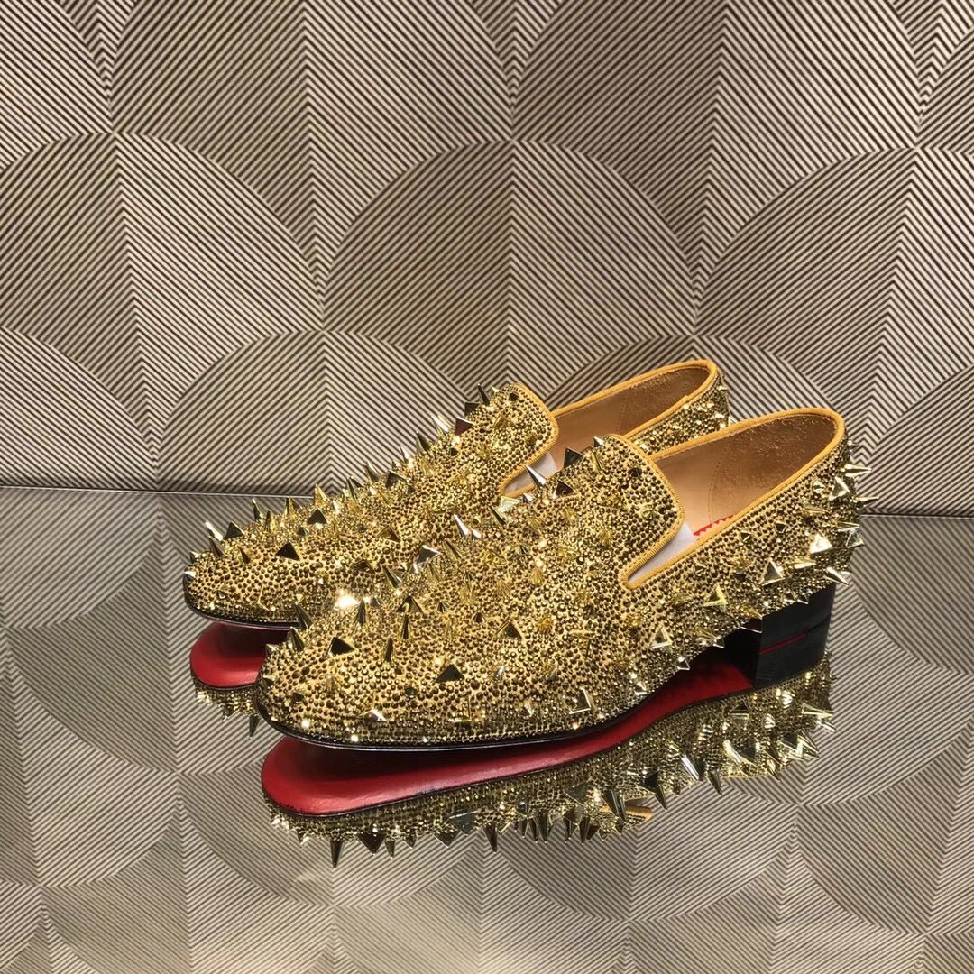 loafers for men Christian Louboutin Loafer White Spikes Men Shoes