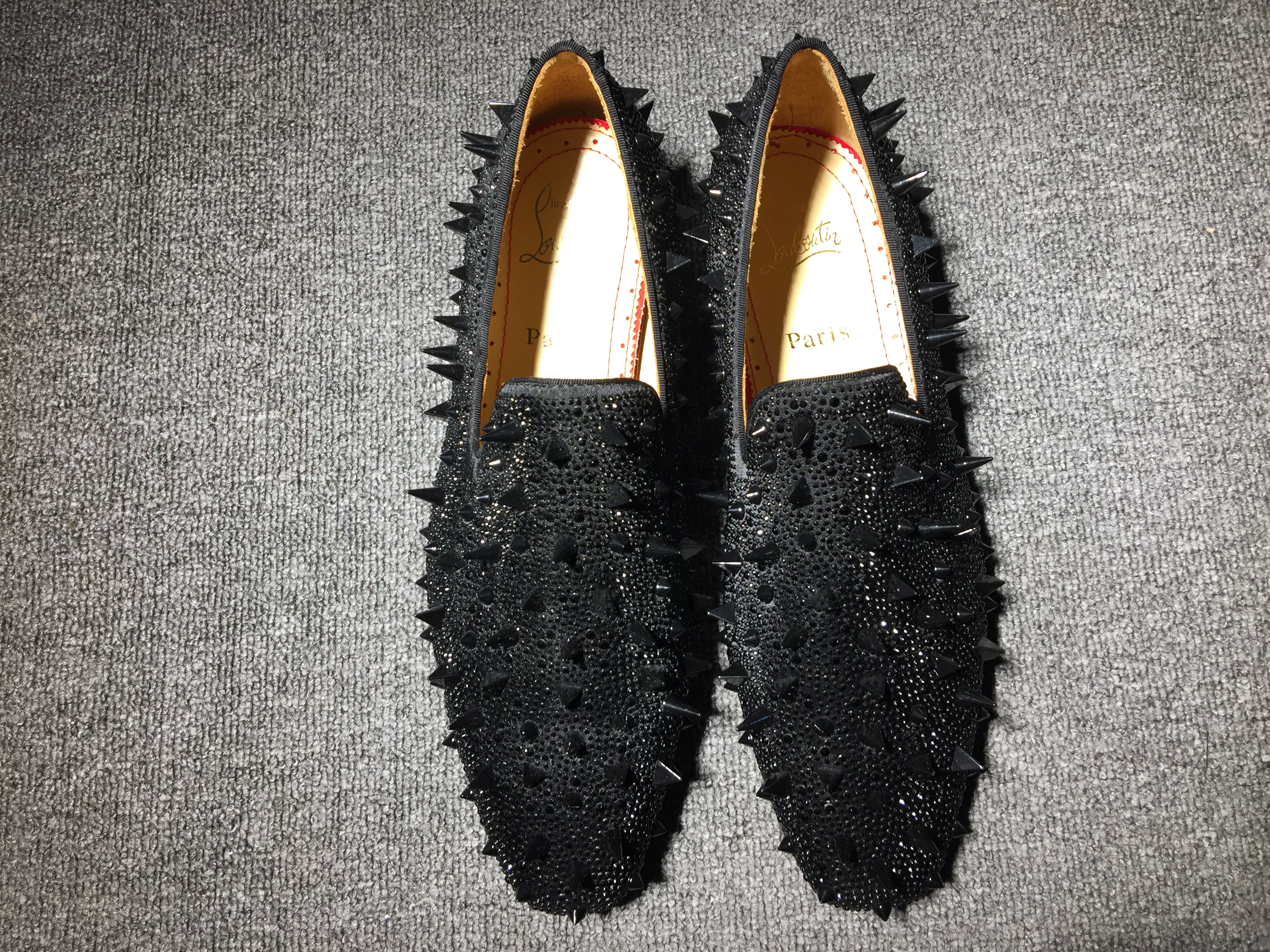 loafers for men Christian Louboutin Loafer Gold Spikes Men Shoes