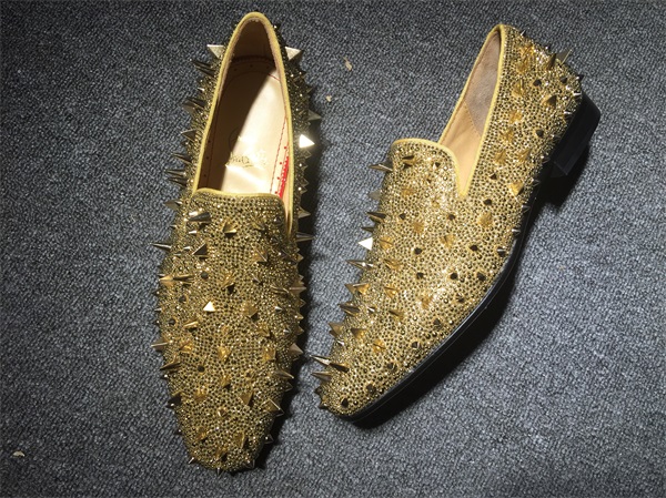 loafers for men Christian Louboutin Loafer Gold Spikes Men Shoes