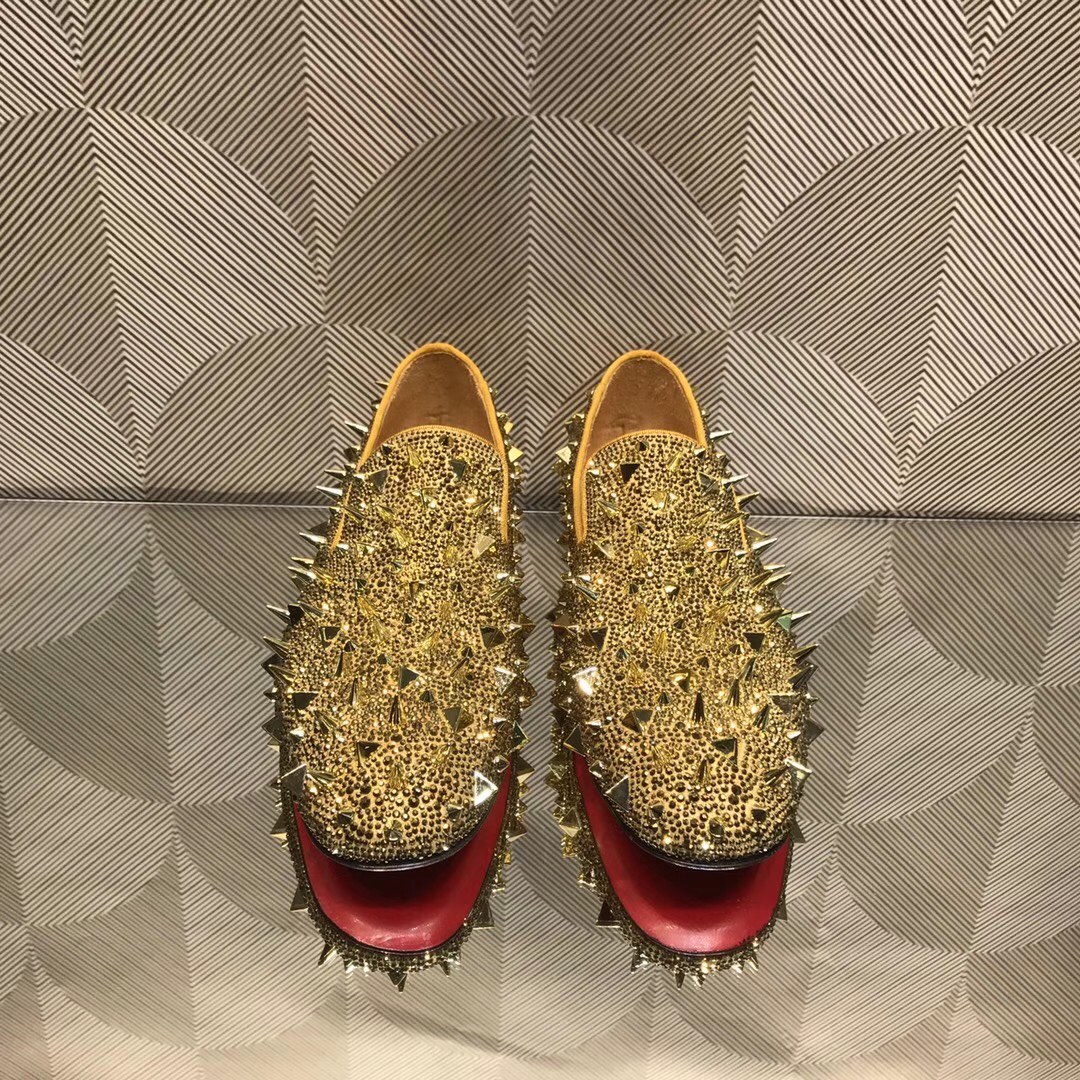 loafers for men Christian Louboutin Loafer White Spikes Men Shoes