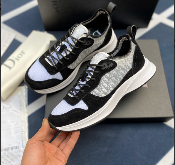 dior sneaker shoes B25 Dior Oblique Runner Sneaker in Black Suede