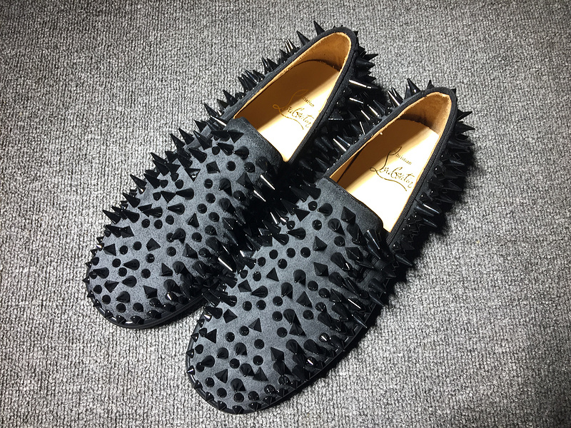 Red Bottom Sneaker Christian Louboutin Flat Spikes Grey Suede Boat Shoes