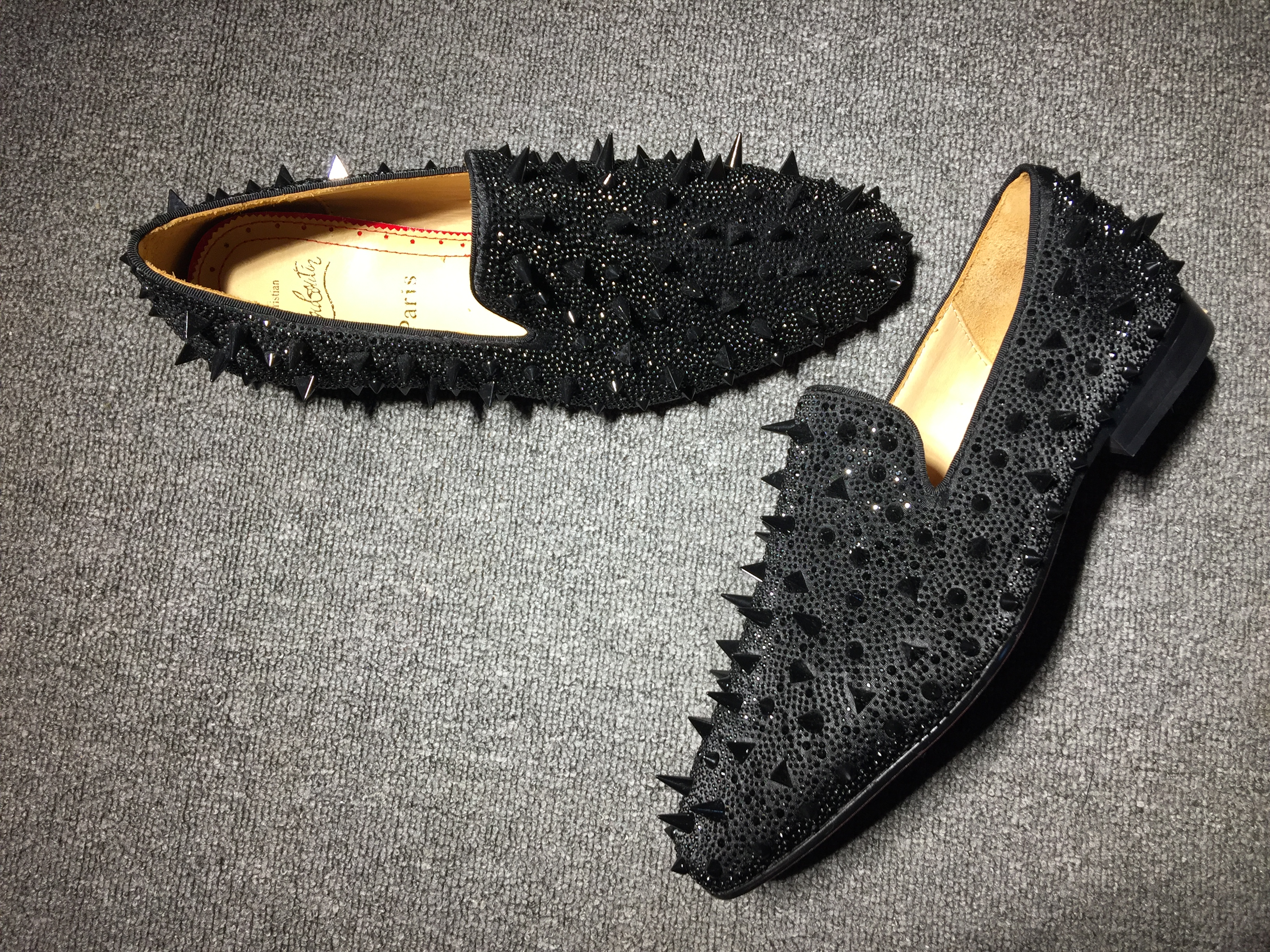 loafers for men Christian Louboutin Loafer Gold Spikes Men Shoes