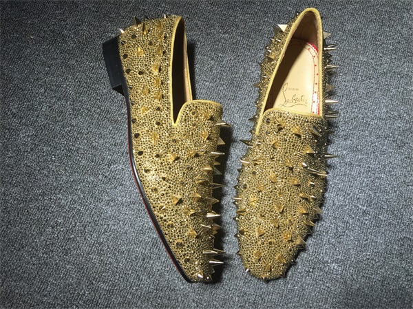 loafers for men Christian Louboutin Loafer Gold Spikes Men Shoes