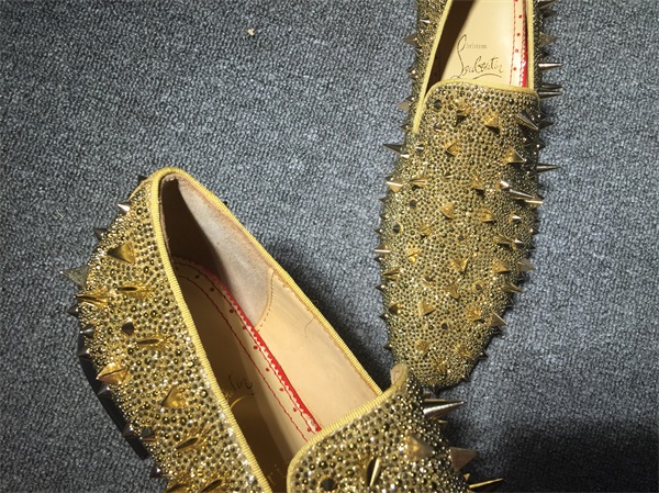 loafers for men Christian Louboutin Loafer Gold Spikes Men Shoes