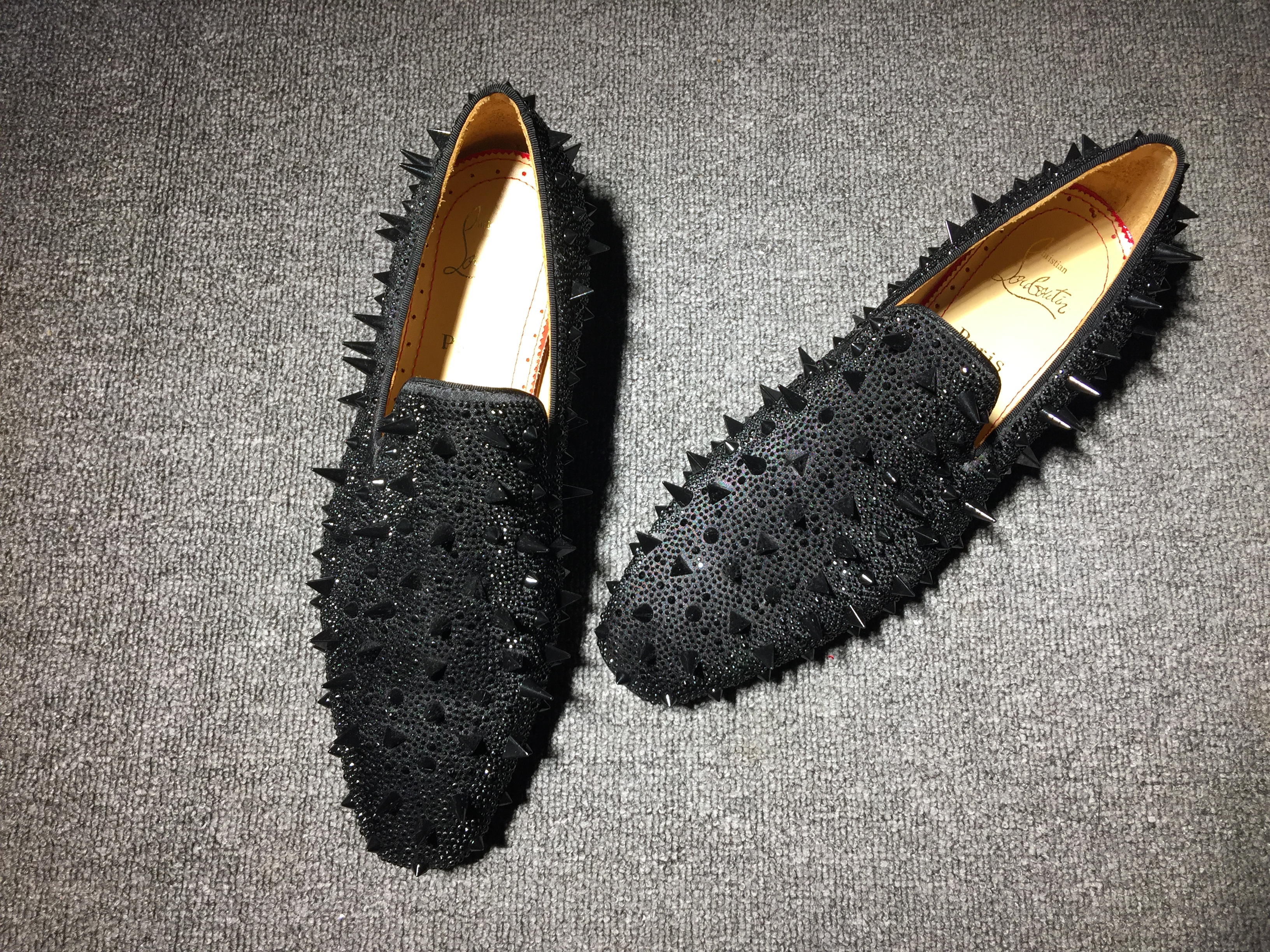 loafers for men Christian Louboutin Loafer Gold Spikes Men Shoes
