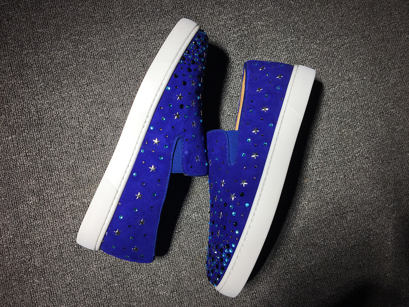 Louboutin for man sneakers Christian Louboutin Blue Flat Boat Shoes