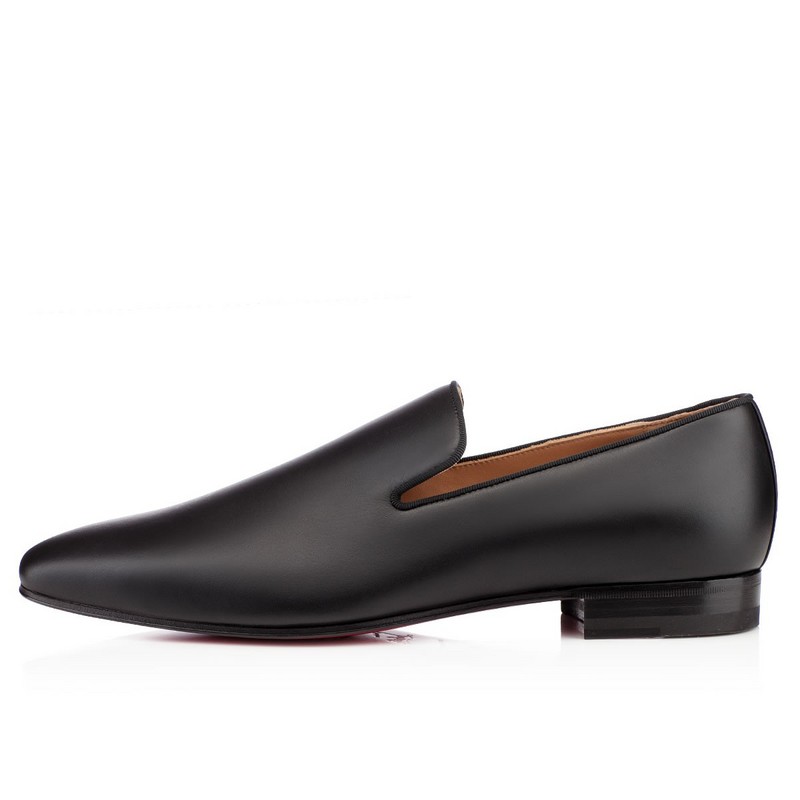 Christian Louboutin Black Leather Loafer Men Shoes