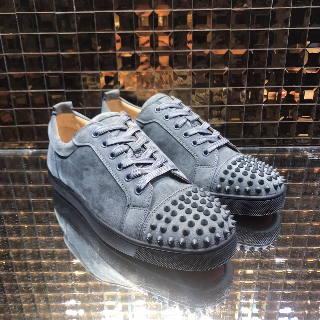 Christian Louboutin Grey Suede Low Top Junior Men Shoes