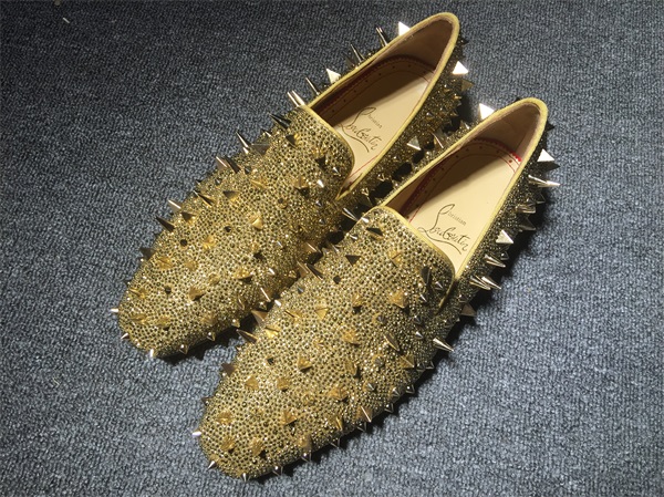 loafers for men Christian Louboutin Loafer Gold Spikes Men Shoes