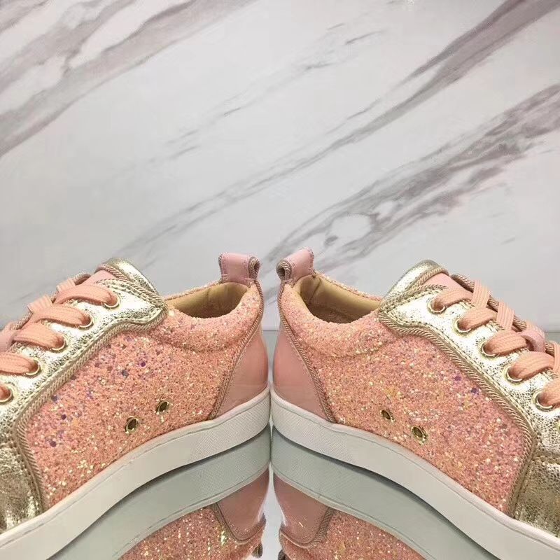Christian Louboutin Sneaker Low Top Junior Pink With Strass Spikes Women or Men Shoes