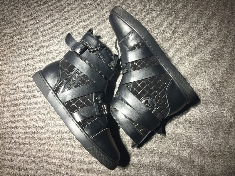 red bottoms mens Christian Louboutin Leather High Top Sneakers
