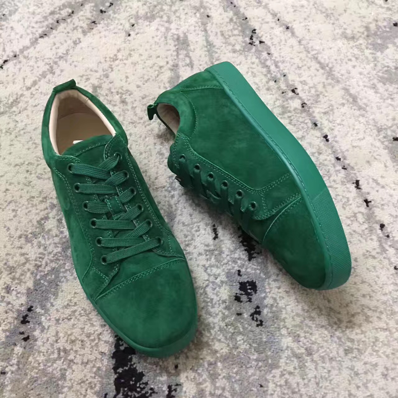Christian Louboutin Sneaker Low Top Junior Green Suede Shoes
