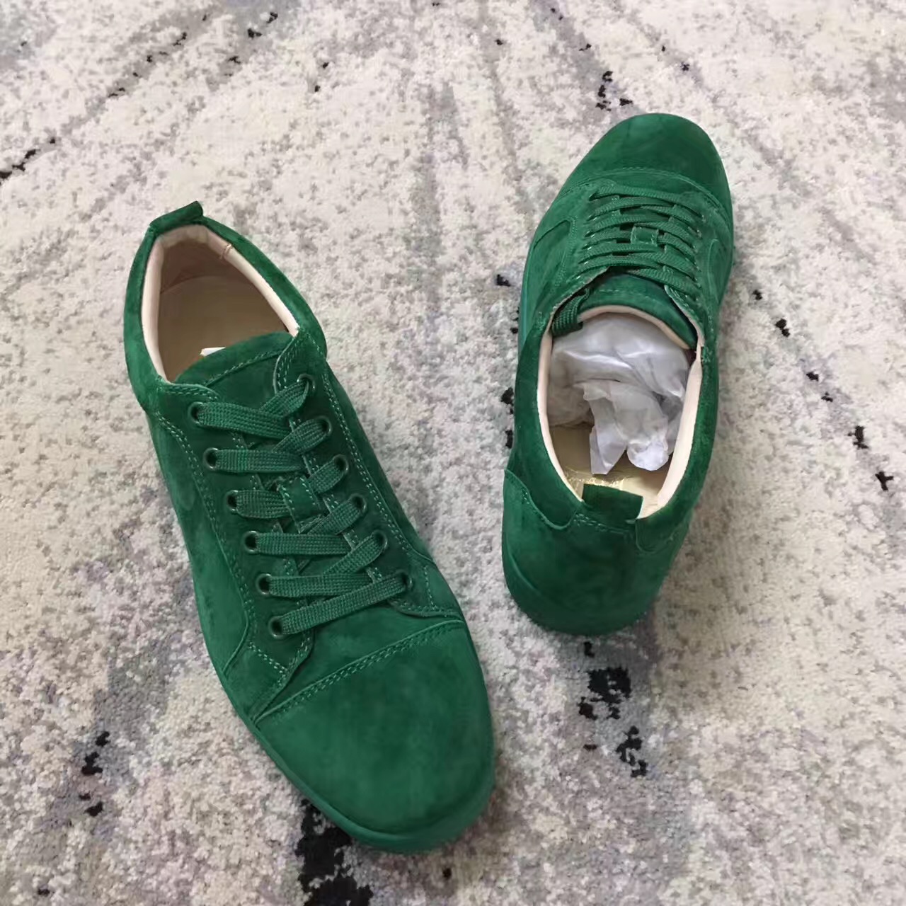 Christian Louboutin Sneaker Low Top Junior Green Suede Shoes
