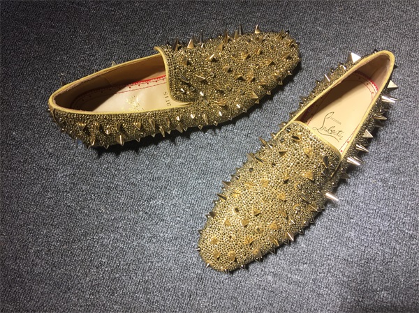 loafers for men Christian Louboutin Loafer Gold Spikes Men Shoes