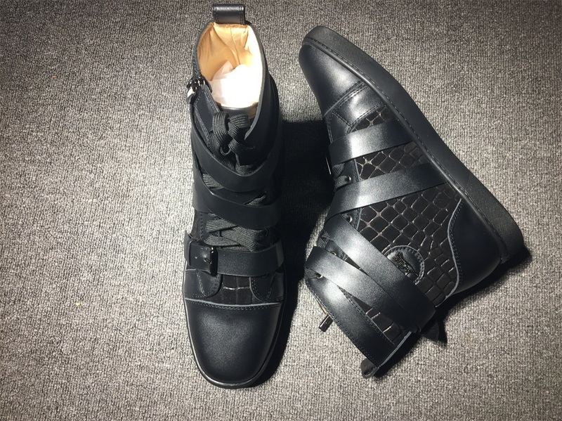 red bottoms mens Christian Louboutin Leather High Top Sneakers