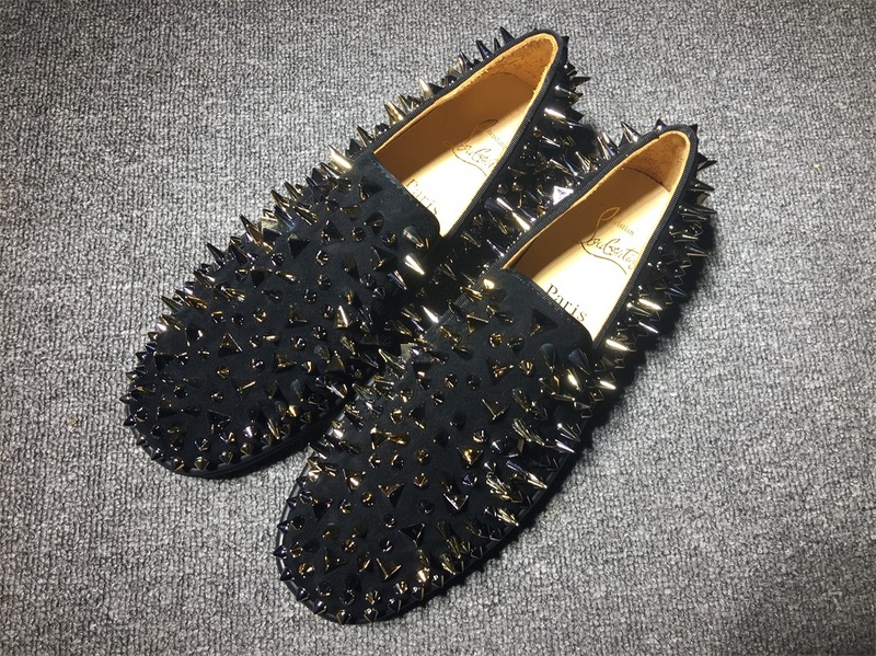 Men Red Bottom Sneakers Christian Louboutin Flat Boat Black Shoes With Spikes
