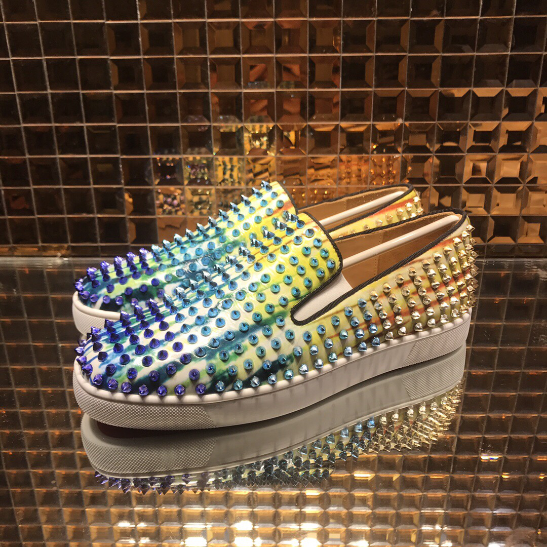 Louboutin For Man Sneakers Christian Louboutin Flat Spike Boat Shoes