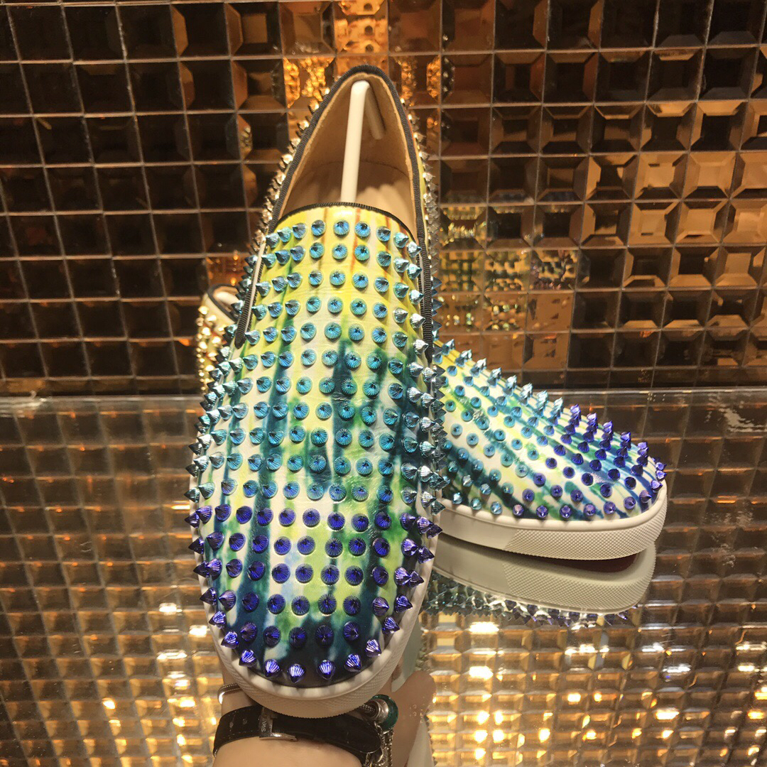 Louboutin For Man Sneakers Christian Louboutin Flat Spike Boat Shoes