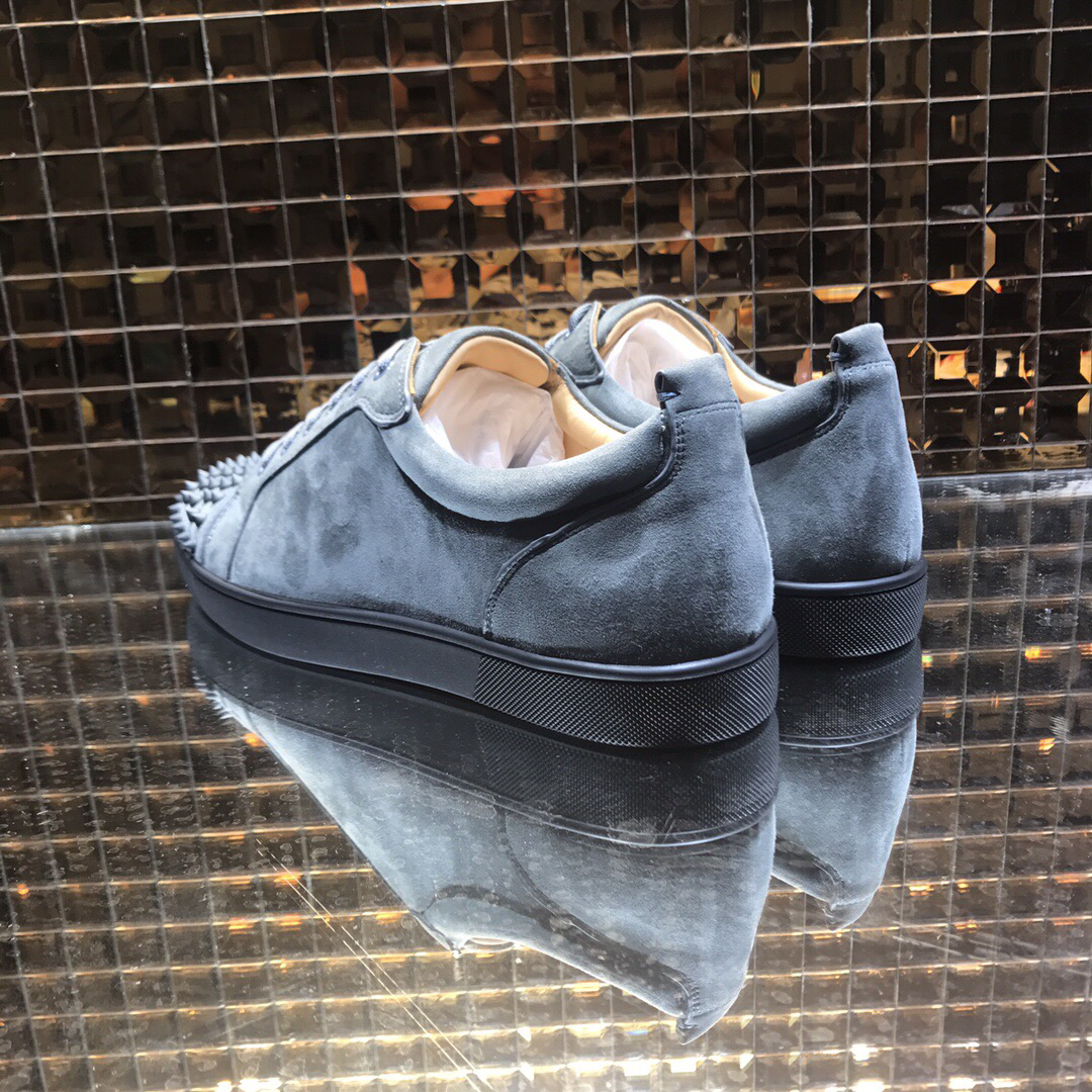 Christian Louboutin Grey Suede Low Top Junior Men Shoes