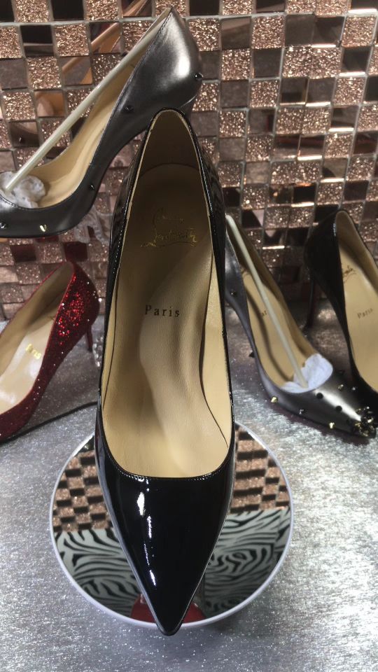 Christian Louboutin Women Heel Shoes Black Patent Leath Style