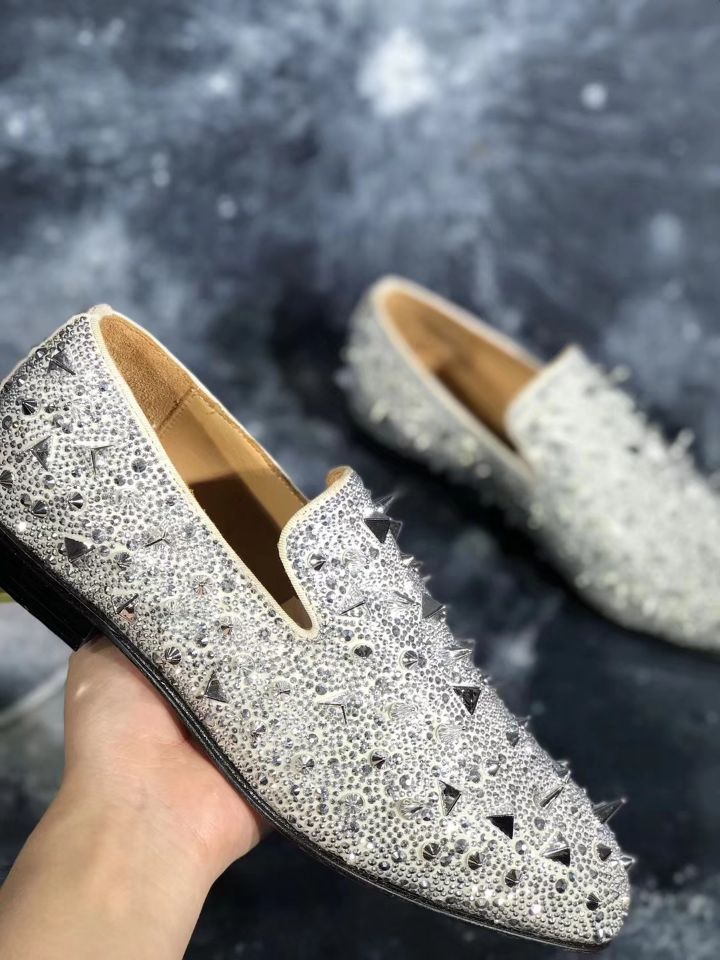 loafers for men Christian Louboutin Loafer White Spikes Men Shoes