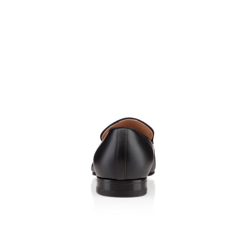 Christian Louboutin Black Leather Loafer Men Shoes