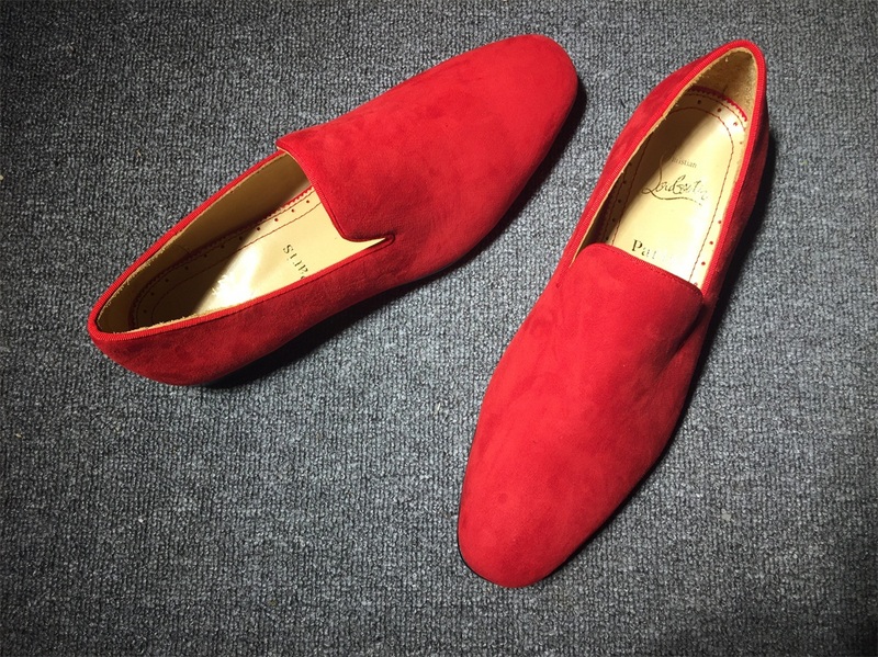 red bottoms male shoes Christian Louboutin Loafer Red Suede Men Shoes