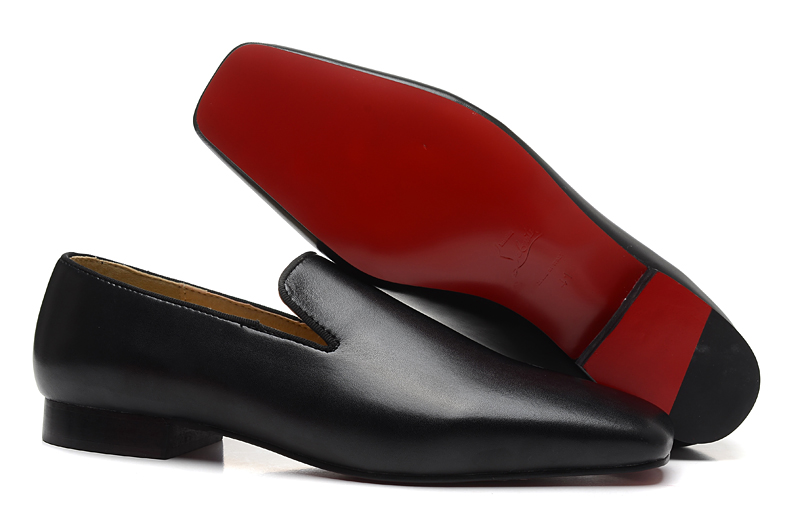 Christian Louboutin Black Leather Loafer Men Shoes