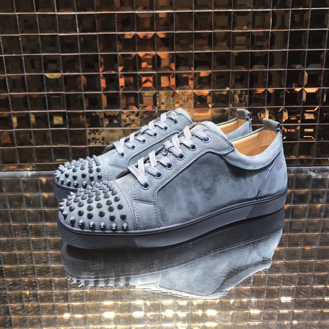 Christian Louboutin Grey Suede Low Top Junior Men Shoes