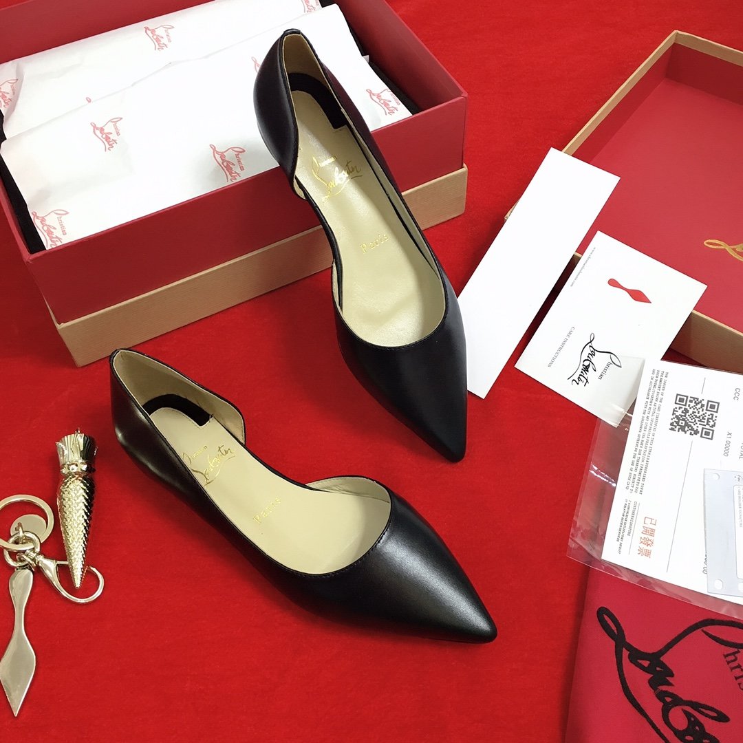christian louboutin women black flat shoes