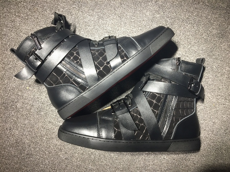 red bottoms mens Christian Louboutin Leather High Top Sneakers