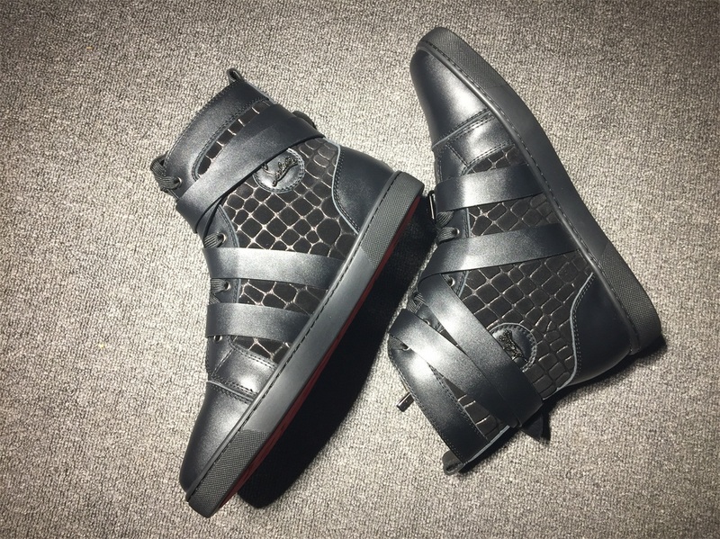 red bottoms mens Christian Louboutin Leather High Top Sneakers