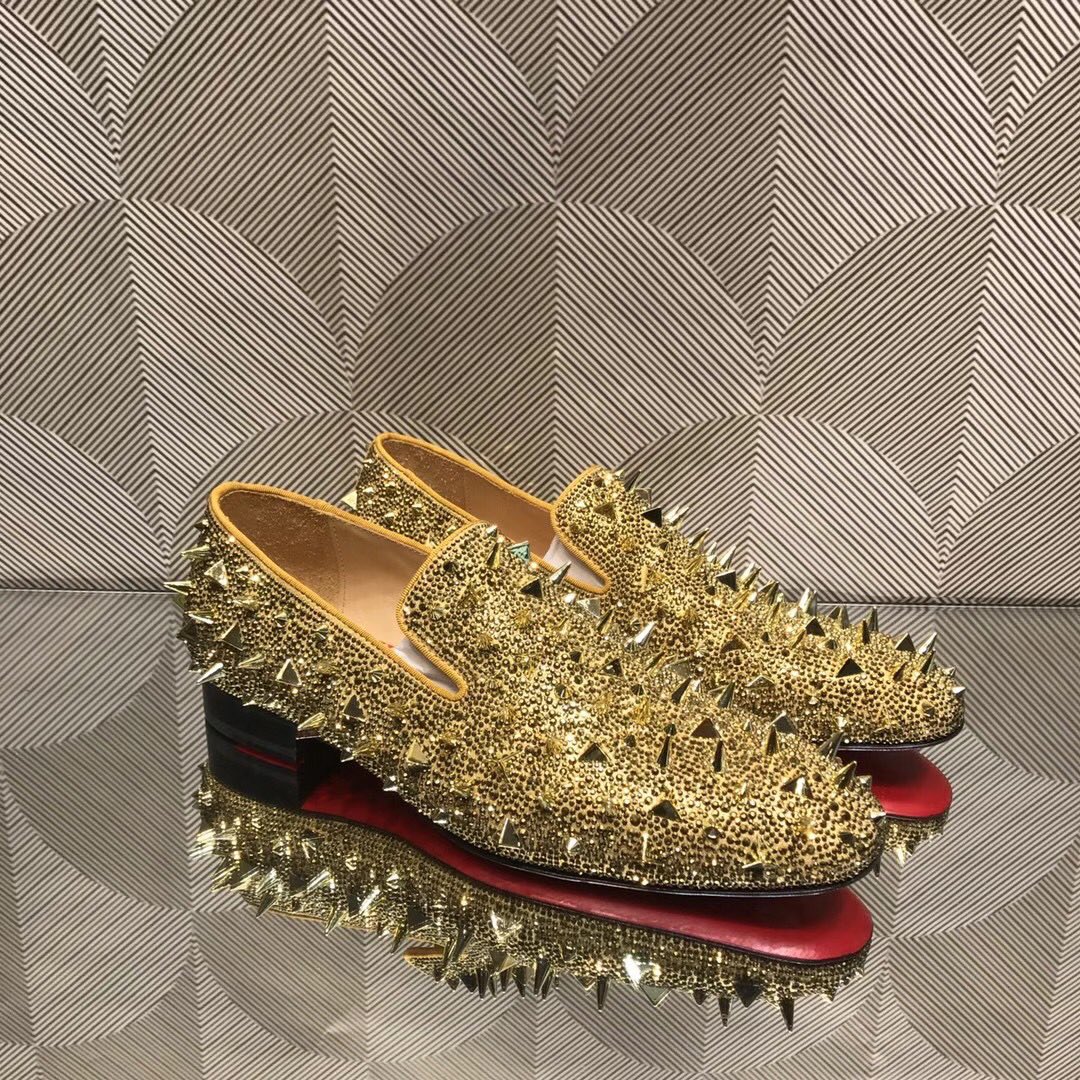 loafers for men Christian Louboutin Loafer White Spikes Men Shoes