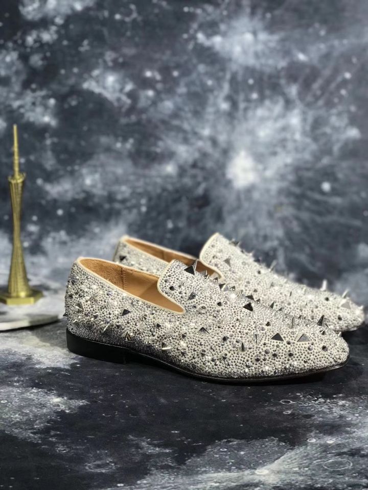loafers for men Christian Louboutin Loafer White Spikes Men Shoes