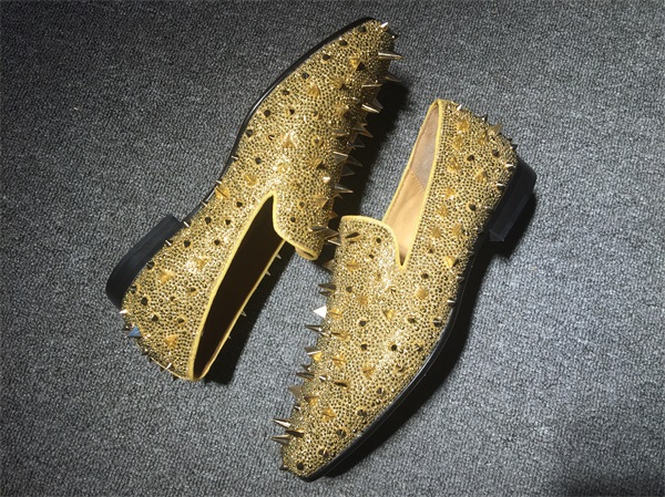 loafers for men Christian Louboutin Loafer Gold Spikes Men Shoes