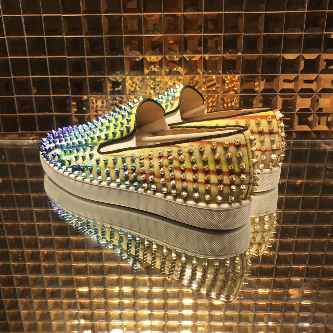 Louboutin For Man Sneakers Christian Louboutin Flat Spike Boat Shoes