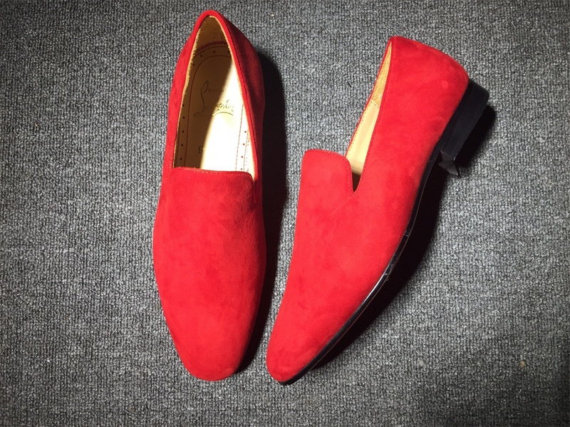red bottoms male shoes Christian Louboutin Loafer Red Suede Men Shoes