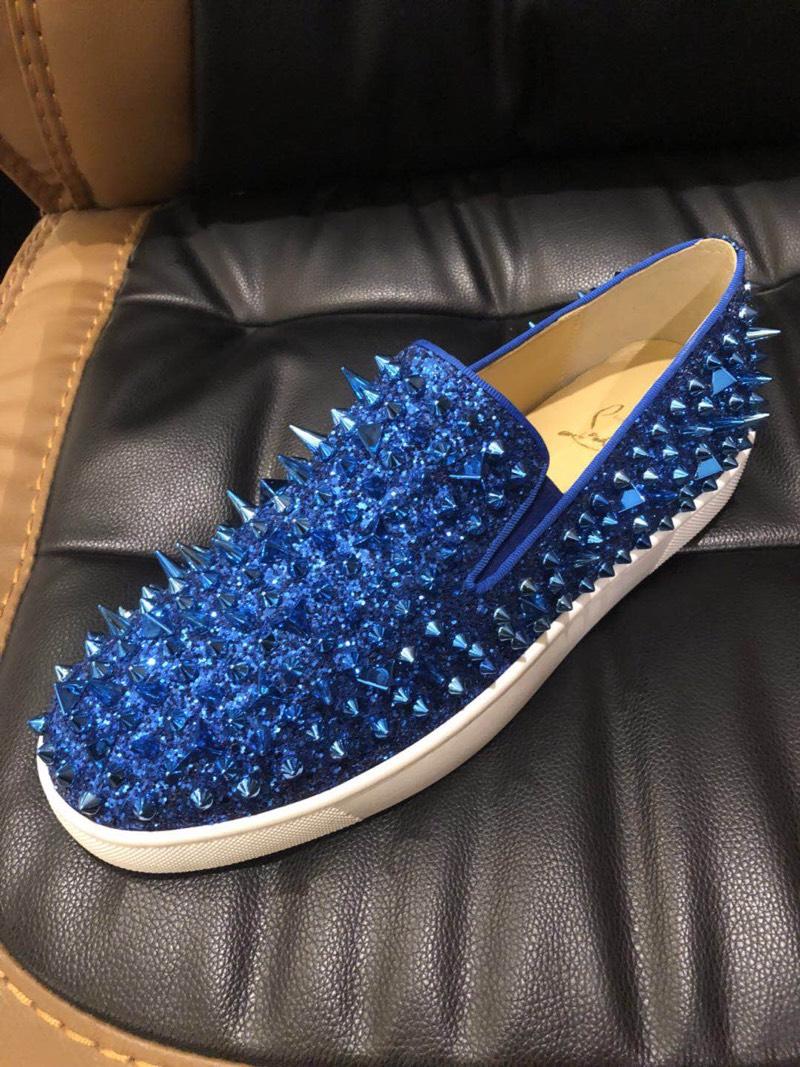 Christian Louboutin Blue Strass With Spike Boat Shoes Louboutin For Man Sneakers