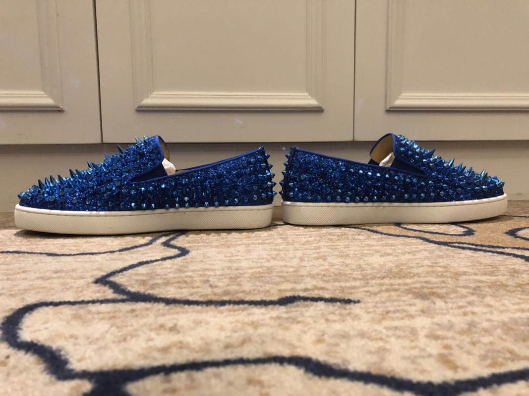 Christian Louboutin Blue Strass With Spike Boat Shoes Louboutin For Man Sneakers