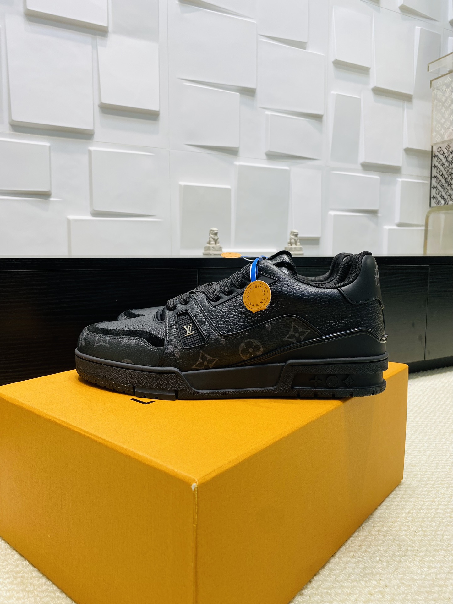 Black Trainer Sneaker with Monogram