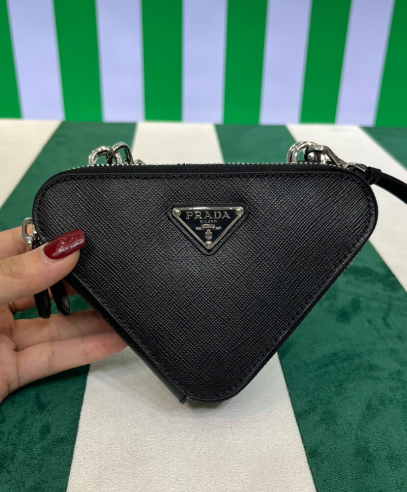 Prada Saffiano Leather Mini Pouch 1NR015 Black