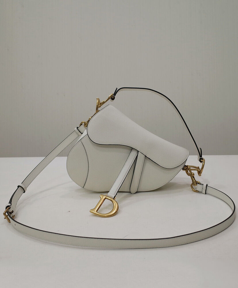 Christian Dior Mini Saddle Bag With Strap White