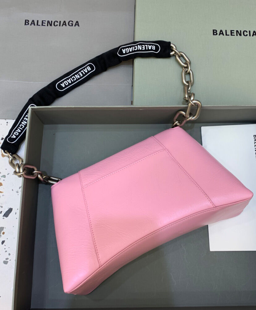 Balenciaga Downtown Small Shoulder Bag With Chain Pink